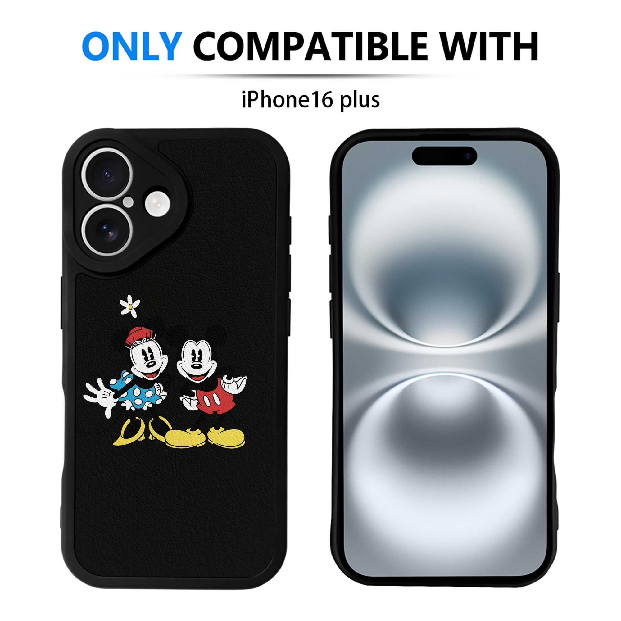 （画像用） ミッキーマウス Mickey Mouse 【iPhone 16シリーズ対応】シリコンスマホケース（レザー調） 材質：シリコン